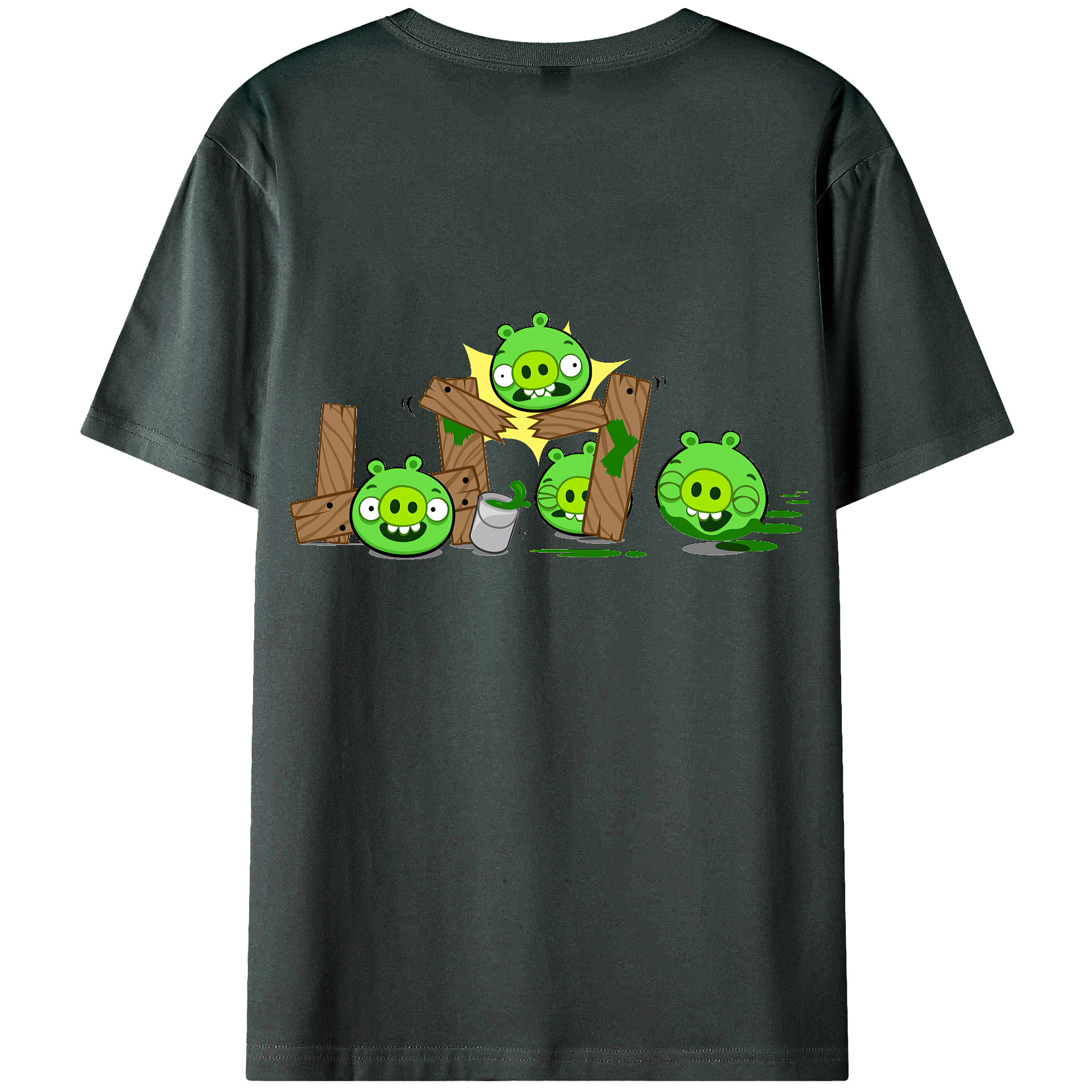 （画像用） Angry Birds アングリーバード 綿100％ メンズ半袖Tシャツ（バックプリント） 通気性